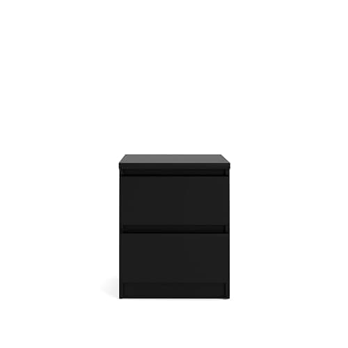 2 Drawer Nightstand, Black Matte | Contemporary Design, Handle-Free - Image 1