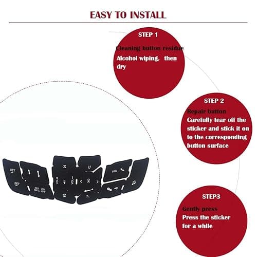 NPSNGSJY Car Button Stickers Interior Decals Compatible with Ford Mustang 2019 2020 2021 2022 Steering Wheel Switch Control Dash Button Repair Sticker Kit thumbnail 5