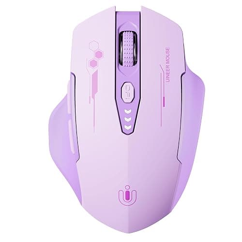Uineer Wireless Bluetooth Mouse,[Upgraded] Rechargeable Computer Mice (BT 5.0/4.0+2.4G Hz) with Visible Battery Level, 4 Adiustable DPl, Portable PC Mouse for MacBook Chromebook,Purple - Image 1