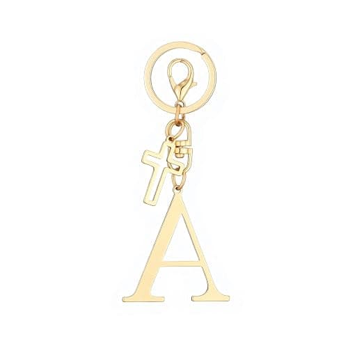 Coprall Gold Initial Keychain for Women A-Z Letter Cross Keychains Alphabet Key Chain bag Accessories Gift for Christian - Image 1