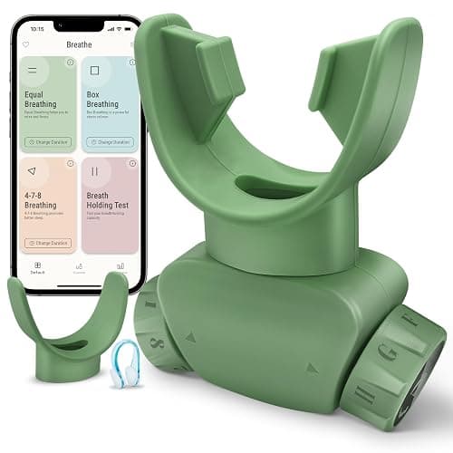 Breathing Trainer with Excellent Quality Silicone, Breathing Exercise Trainers Adjustable and Portable Easy to Clean for Daily,Fitness & Sport(Green) - Image 1
