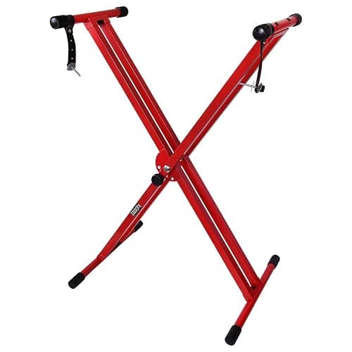 Kadence Heavy-Duty Piano Keyboard Stand - NK13-3kg Dual Braced - Locking Straps - Red - Image 1