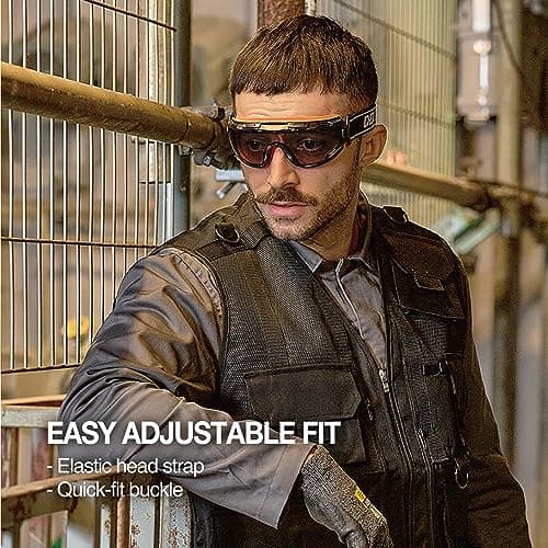 DEX FIT Safety Goggles SG220, Wide-Vision Lab & Chemical Splash Eye Protection, Anti-Fog & Scratch Resistant, Soft Seal, Z87.1 Approved; Black/Orange, Smoke Tinted Lens, 19mm Strap, 1 PC thumbnail 7