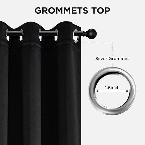 Joydeco Blackout Curtains for Bedroom 84 Inch - Black Out Curtains with Grommets Thermal Insulated Room Darkening Light Blocking, Noise Reducing & Wrinkle-Free Drapes for Living Room Windows, 2 Panels thumbnail 2