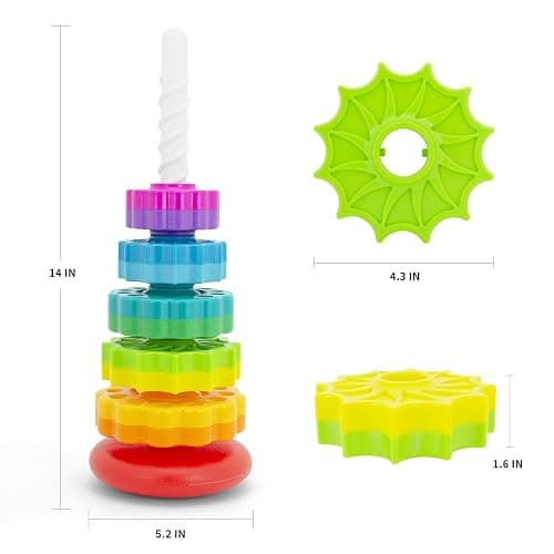BYFWH Baby Spin Stack Toy, Premium Stacking Toys for Kids, Spinning Stacking Toy for Babies and Toddlers, Educational Toddler Learning Toy,Autism Spin Stack Toys,Rainbow Spinning Wheel Toys thumbnail 3