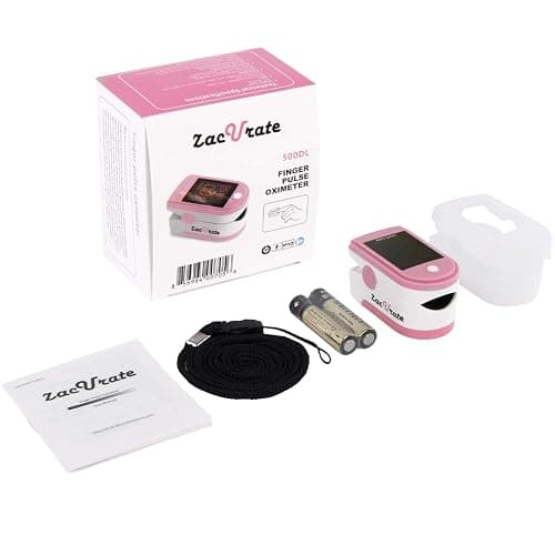 Zacurate Pro Series 500DL Fingertip Pulse Oximeter Blood Oxygen Saturation Monitor with Silicone Cover, Batteries and Lanyard (Blushing Pink) thumbnail 6