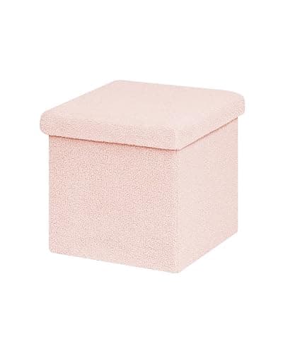 ROOM | Amazon | B FSOBEIIALEO Small Storage Ottoman Cube Sherpa Ottomans Foot Rest, Foldable Boucle Ottoman, Faux Teddy Fur, Cream White 12.6"x12.6"x12.6" - White - 12.6"x12.6"x12.6" thumbnail 2