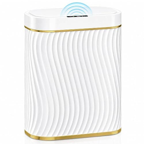 Bathroom Small Trash Can with Automatic Touchless Lid, 2.6 Gallon Smart Garbage Can Narrow Waterproof Trash Bin for Bedroom, Office, Living Room - Image 1