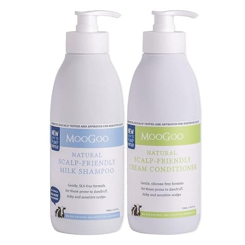 MooGoo Natural Milk Shampoo & Cream Conditioner Pack - For Itchy, Dry, Eczema, Psoriasis & Dandruff Prone Scalps – SLS, Silicone, Sulfate & Paraben Free - Natural & Gentle Formula – 2x 500ml - Image 1