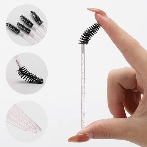 100 Pcs Disposable Mascara Wands - Black Pink thumbnail 3