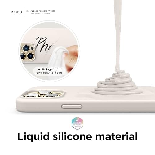 elago Liquid Silicone Case Compatible with iPhone 13 Pro Case (6.1"), Premium Silicone, Full Body Protection - 3 Layer Shockproof Phone Cover, Anti-Scratch Soft Microfiber Lining (Stone) thumbnail 4