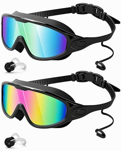 Rantizon Swim Goggles 2 Pack, Wide View Anti Fog&UV Swimming Goggles for Audlt, No Leaking Swim Glasses for Men Women Kids - Image 1