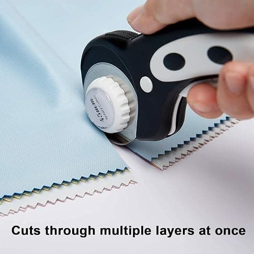 45mm Rotary Cutter with 7pcs Replacement Blades, Ergonomic Handle Rolling Cutter with Safety Lock for Fabric, Leather, paper, Crafting, sewing, Quilting, Perfect for Left & Right Hand(Black) thumbnail 7