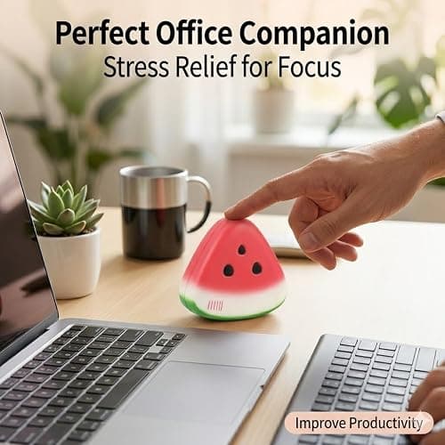 Watermelon Squishy Stress Reliever, Slow Rising Fruit Sensory Prop for Tension Management, Cute Office Desk Accessory & Calming Gift（Watermelon） thumbnail 5