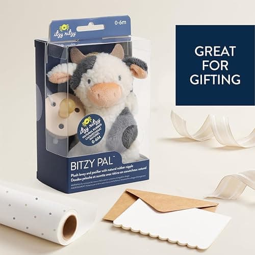 Itzy Ritzy Pacifier & Lovey Set - Natural Rubber Pacifier with Stuffed Animal Lovey - Detachable Plush Cow Binky Holder & Coordinating Natural Rubber Binky, Ideal for Ages 0-6 Months (Cow) thumbnail 7
