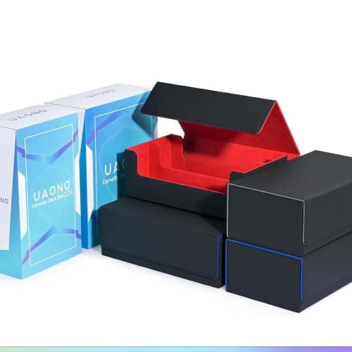 UAONO Trading Card Storage Box, Holds 1800 Sleeved Cards with 10 Dividers & 3 Stoppers, Magnetic Closure PU Leather Card Case for MTG, PTCG, YGO, Sports Cards (Black) thumbnail 7