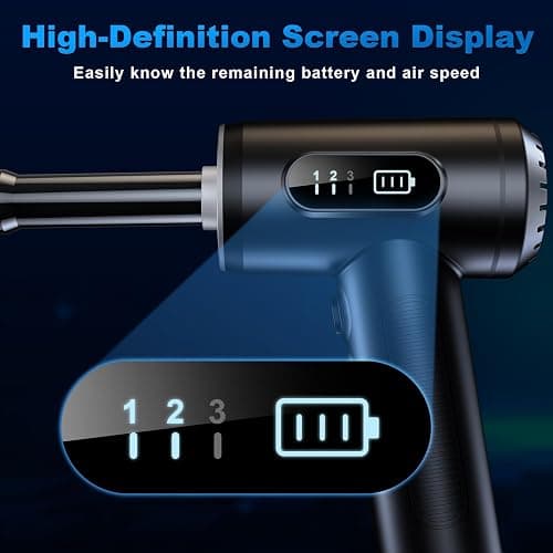 Compressed Air Duster-3 Gear Adjustable 100000RPM Electric Air Duster with LED Light, Rechargeable Cordless Air Blower for Keyboard Electric Devices Cleaning. Replaces Compressed Air Cans (Black) thumbnail 4