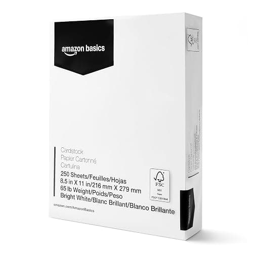 Amazon Basics Cardstock Paper, 8.5" x 11", 65 lb/176 gsm, 96 Bright, White, 250 Sheets - Image 1