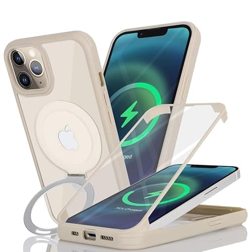 Cavor for iPhone 11 Pro Max Case with Screen Protector,Compatible with Magsafe and Stand, Phone Case for iPhone 11 Pro Max Case Built in Screen Protector,Shockproof Protective Cover-Beige thumbnail 4