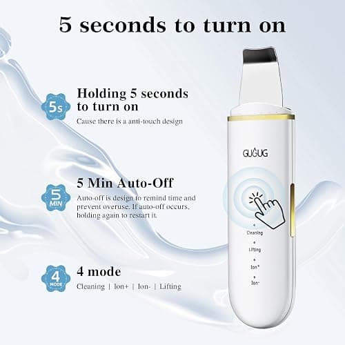 GUGUG Skin Scrubber Face Spatula Skin Spatula Pore Cleaner Blackhead Remover Tools for Facial Deep Cleansing-4 Modes -White thumbnail 4