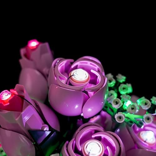 Hilighting Upgraded Led Light Kit Compatible with LEGO Botanicals Bouquet of Pink Roses 10374 Building Set, Gift for Women & Men, Artificial Flower for Office Home Decor & Display (Model Not Included) thumbnail 4
