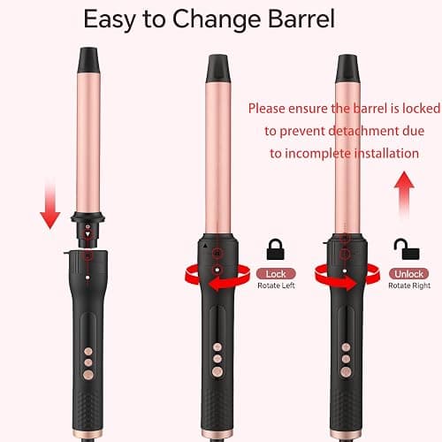 UNOBEY 5 in 1 Curling Wand Set, Three Barrel Curling Iron Wand Set | with 3 Barrel Hair Waver Curling Iron & 4 Interchangeable Ceramic Hair Curler Wand(0.5”-1.25”), Fast Heating, Include Glove thumbnail 7