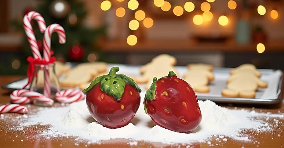 Strawberry Salt and Pepper Shakers, 2-Piece Ceramic Spice Jars, Cute Kitchen Decor, Novelty Gift for Christmas, Housewarming - Image 1