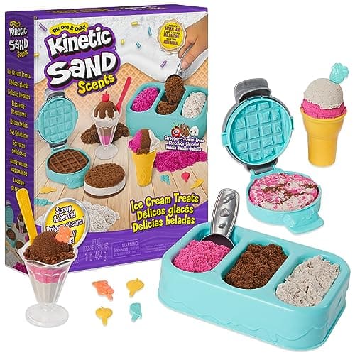 Kinetic Sand Scents, Ice Cream Treats Playset with 3 Colors Scented Play Sand & 6 Tools, Sensory Toys for Kids Ages 3 and up - Image 1