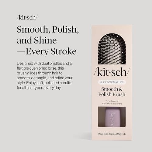 Kitsch Smooth & Polish Hair Brushes For Women and Men - Soft Violet | Hairbrush For Women | Dual Bristle Detangler Brush – Vegan Boar & Nylon Hair Brush w/ Cushioned Pad for Scalp Massage thumbnail 2