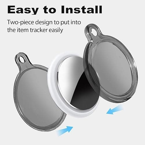 Foweroty IPX8 Waterproof Case for AirTag 2nd Gen (2026) & 1st Gen, Full Body Holder Keychain, Anti-Scratch Cover for Apple for Air Tags, Luggage, Pet Collar, Car Keys, Kids, Clear Black thumbnail 5