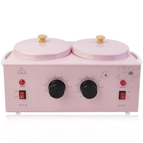 Portable Wax Warmer with Adjustable Temperature and 40 Wax Sticks - Painless Hair Removal for Women and Men (Pink-Double Pots) - Image 1