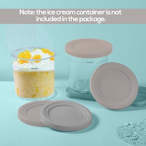 4pcs Lids for Ice Cream Cups, Diameter 4.53in Silicone Round Container Can Cover Accessories Food Storage Lid Replacement Part for Ninja Creami NC301 NC300 NC299AMZ Series Ice Cream Maker(Grey) thumbnail 4