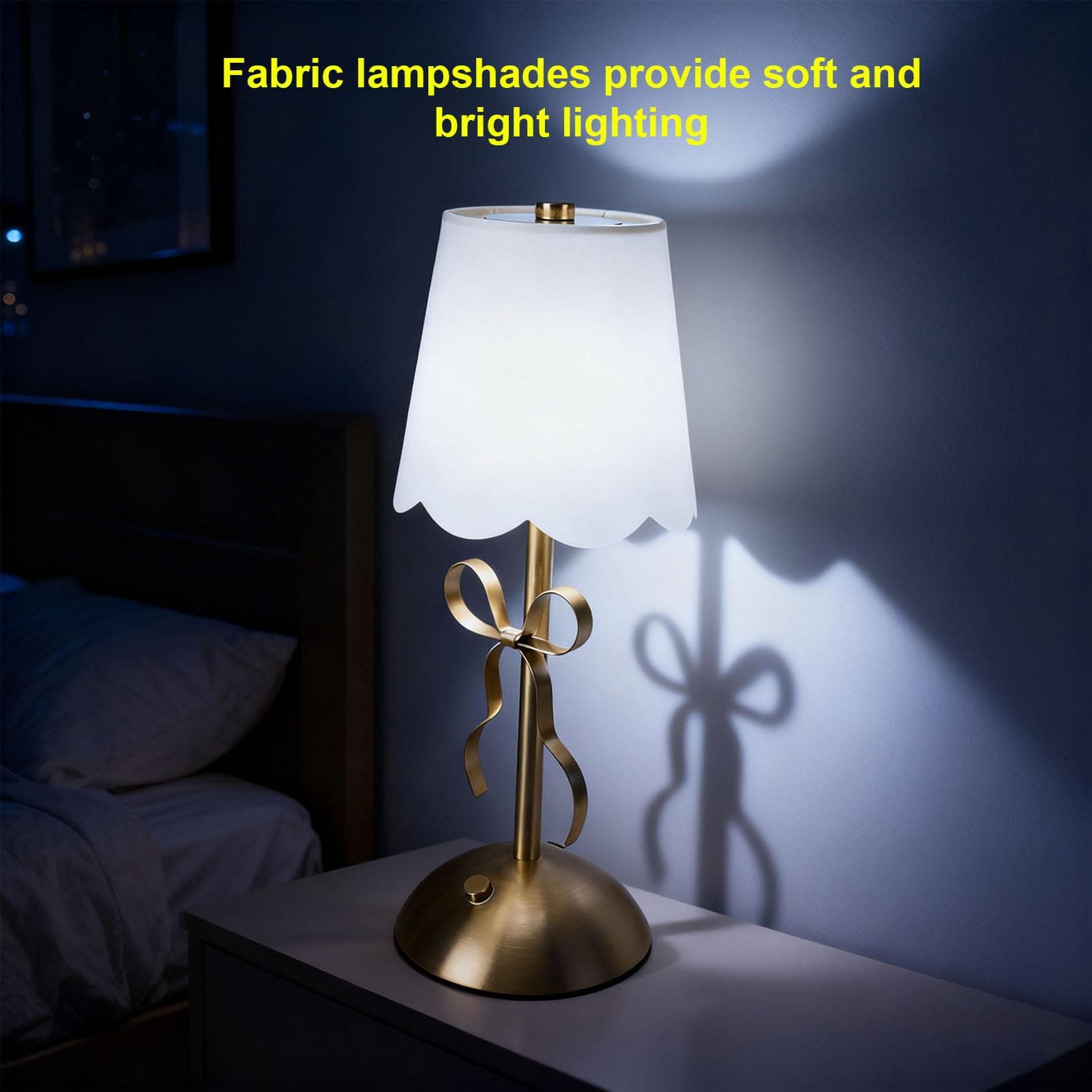 Rechargeable Cordless Table Lamp with Touch Switch Color Changing, Metal Base Bedside Lamp with Fabric Shade for Bedroom Dining Room Decorative Lighting thumbnail 6