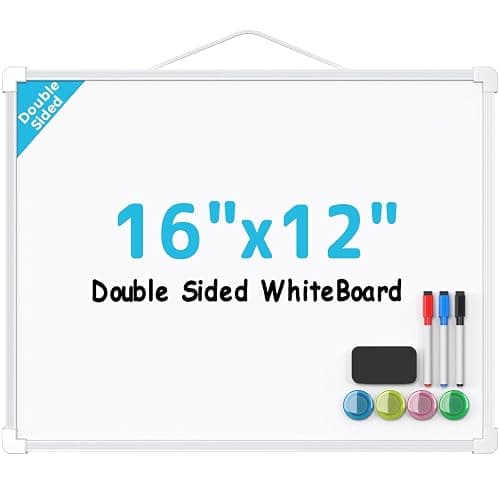 MaxGear Double-Sided Dry Erase Board for Wall, 16"x12" Hanging Whiteboard | Small Dry Erase White Board, Includes 3 Markers & 4 Magnets, Portable Whiteboard for Planning, Drawing, Memo, to Do List - Image 1