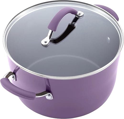 Rachael Ray Cucina Nonstick Cookware Pots and Pans Set, 12 Piece, Lavender Purple thumbnail 12