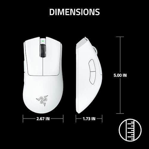 Razer DeathAdder V3 Pro Wireless Gaming Mouse: 64g Lightweight Ergonomic - 30K DPI Optical Sensor - Gen-3 Optical Switches - 8 Programmable Controls - Up to 90 Hr Battery - White thumbnail 12