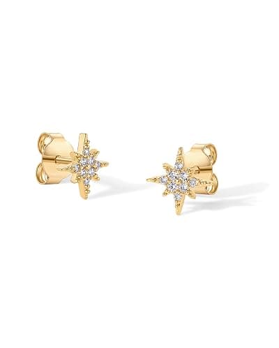PAVOI 14K Gold Plated Dainty Stud Earrings for Women - 925 Sterling Silver Posts Earrings with Cubic Zirconia - Celestial Lightning Bolt, Moon, Star, and Flower Gold Jewelry Gifts thumbnail 3