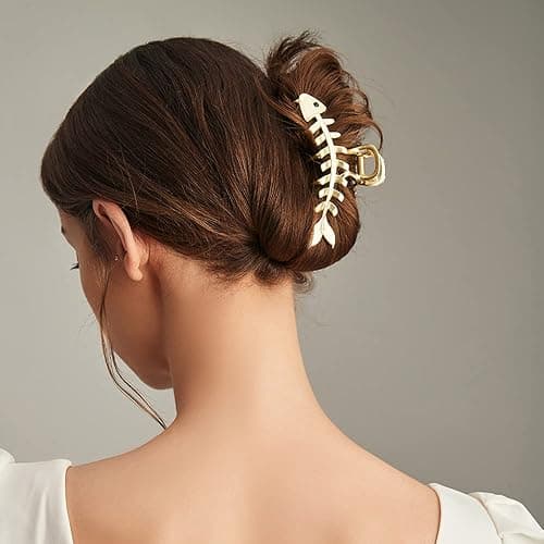 3 PACK Large Metal Hair Claw Clips Fish Bone Shape Hairpin Tail Hair Clamps Nonslip Hair Accessories for Thick and Thin Hair Styling thumbnail 3