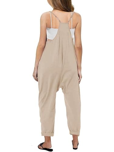 Bnycuml Girl's V Neck Sleeveless Jumpsuits Spaghetti Straps Harem Long Pants Rompers With Pockets (5-14 Years) thumbnail 2