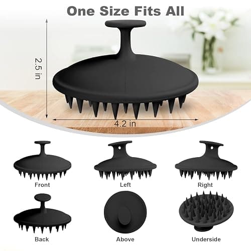 Meartchy Silicone Scalp Massager Shampoo Brush, Scalp Brush for Hair Growth & Dandruff Removal, Hair Scrubber Scalp Stimulator Exfoliator Brush with Soft Bristles for Wet Dry Scalp Care (Black) thumbnail 2