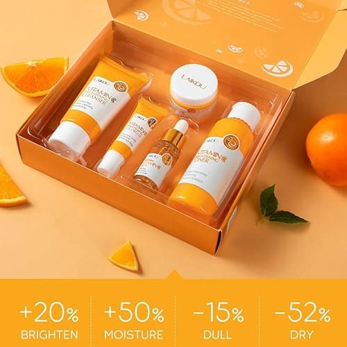 Vitamin C Skincare Set, Moisturizing Face Skin Care Kit with Facial Cleanser, Face Serum, Face Cream, Eye Cream, Toner For Hydrating Skin, Anti-Aging Skin thumbnail 7