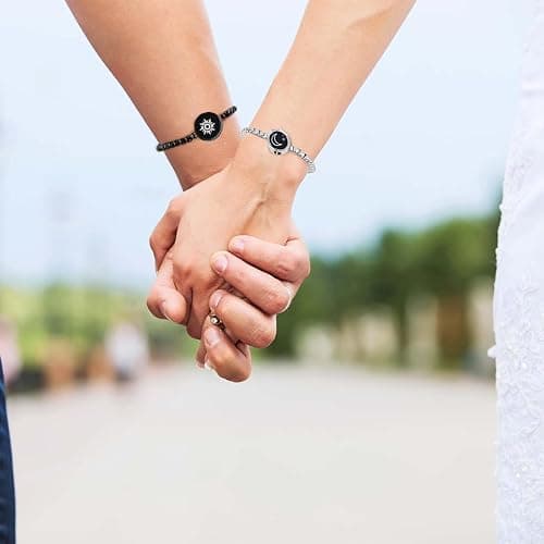 INOWL Long Distance Touch Bracelets, Vibration & Light up for Love Couples Bracelets,Send SOS SMS,Relationship Bracelets thumbnail 2