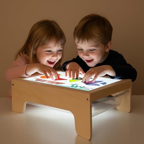 Light Table for Kids -Sand Painting Light Box All-in-One Sandbox Alternative with Tracing Light Box, 10 Dimming Levels & 50+ Pieces(USB) - Image 1