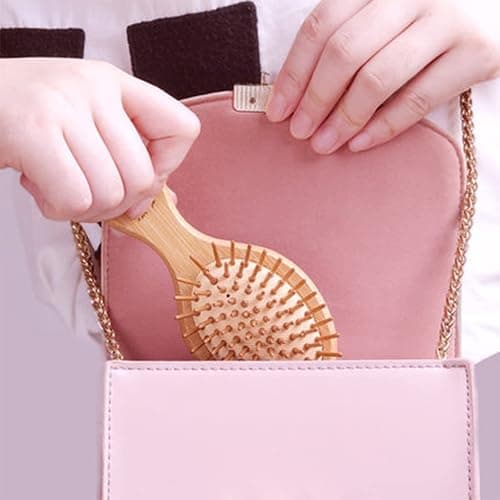 Sofmild Mini Travel Bamboo Hair Brush for Women/Men/Kids - Anti-Static Small Travel Size Detangler Brush for Purse, Pocket, backpack thumbnail 6