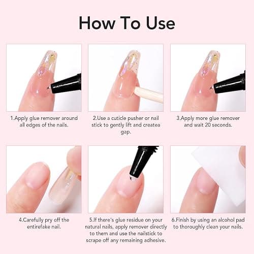 Curvlife Newly Upgraded Quick Drying 10g Semi Solid Nail Glue with 10ml Remover for Press On Nails Tips No Need for UV Lamp Long Lasting Fake Acrylic Nails Kit Glue Gel thumbnail 6