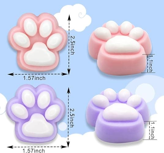 4pcs Taba Squishy Cat Paw Donut Squeeze Toys, Kawaii Mochi Sensory Toys, fufu Squishy for Cute Toys,Fidget Novelty Things,Suitable for Kids Teenage thumbnail 2