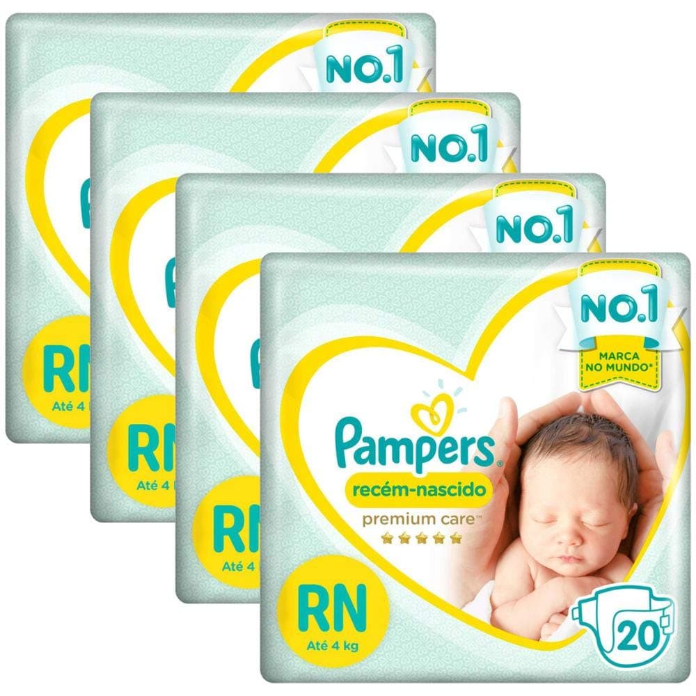 Kit Fralda Pampers Premium Care Recém Nascido com 80 unidades - Até 4kg - Image 1