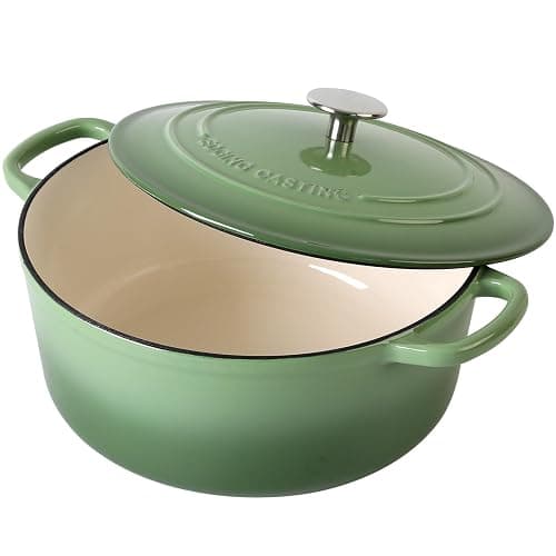 EDGING CASTING Enameled Dutch Ovens Cast Iron Dutch Oven Pot with Lid for Bread Baking, Cook, Dual Handle, 7 Quart, Pistachio Green thumbnail 6