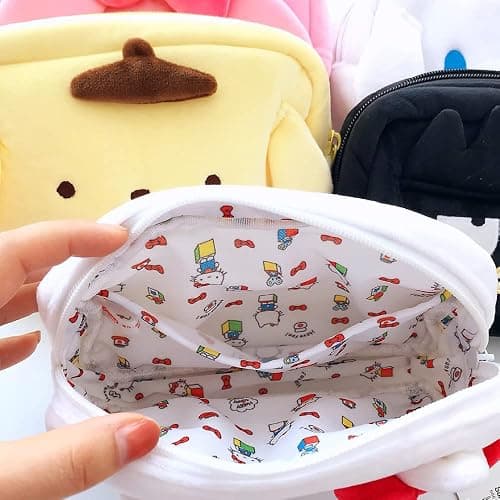 Akutoer Cartoon Cosmetic Bag With Zipper,Kawaii Plush Makeup Bag,Cute Brush Organizer Toiletry Bag for Women Girls (Cat White) thumbnail 3