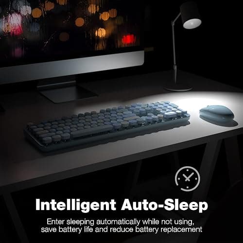 KNOWSQT Wireless Keyboard and Mouse Combo, Blue Colorful 2.4G Typewriter Full-Size Cute Keyboards - USB Receiver Plug and Play, for Computer, PC, Laptop, Desktop, Windows thumbnail 5